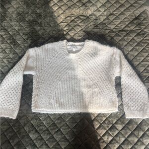 Topshop White Textured Crewneck Sweater